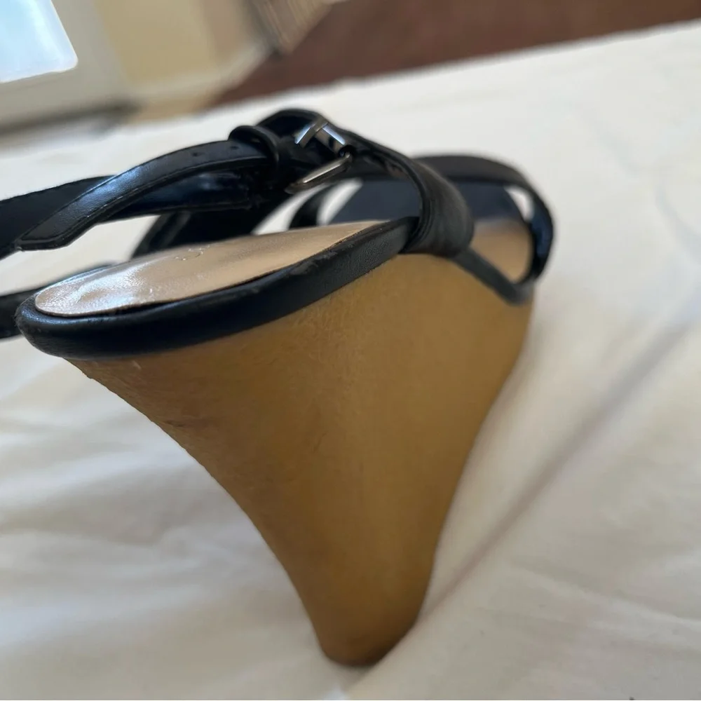 Athena Alexander Black Wedge Sandals sz 9